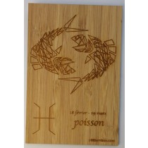 carte en bois gravée zodiaque poisson