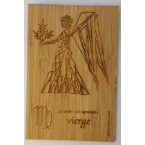 carte postale en bois gravée zodiaque vierge